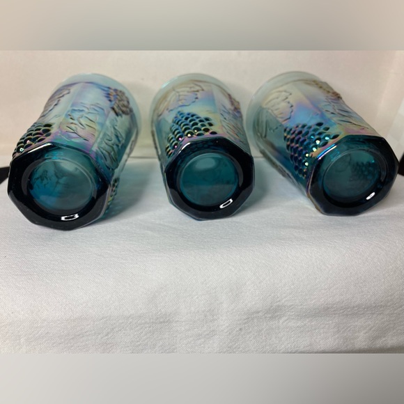 Vintage Indiana Blue Harvest Grape Carnival 3 Glasses - Picture 6 of 10